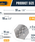 36 Inch Silver Heavy Duty Piano Hinge Continuous Stainless Steel 304 Two Pack Surface Mount Cabinet Hinges dimensions