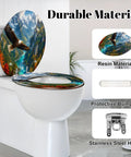 Round Majestic Bald Eagle Soaring Scenic Mountain Valley Toilet Seat with resin material and stainless steel hinge.