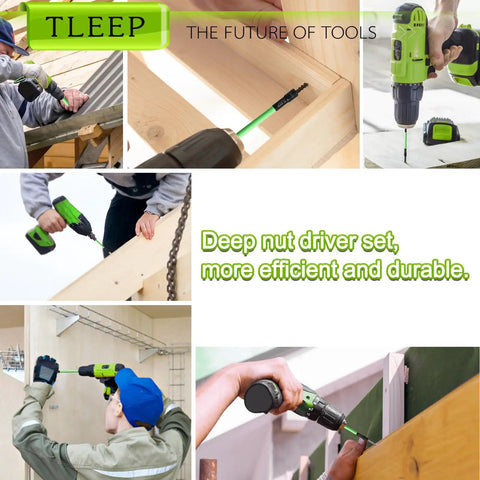 Magnetic 150 Mm 1/4 Inch Nut Driver Set For Impact Drills With SAE 1/4 Hex Bits, Chrome Vanadium Steel, in use on wood