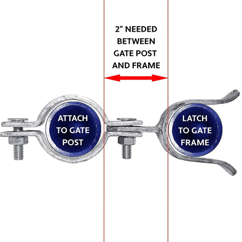 Heavy Duty 1-3/8 In By 1-7/8 In Chain Link Fence Gate Fork Latch Galvanized With Padlock Hole close-up installation guide