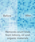 Before and after of Simple Spa Care Enzyme For Hot Tub Oils And Oils Removal, Keeps Water Clear By Breaking Down Oils And Organics.
