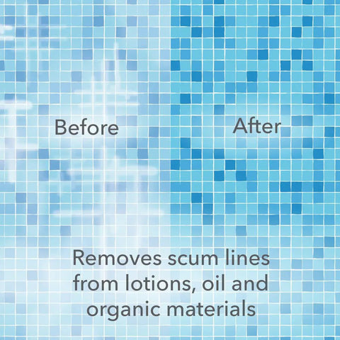Before and after of Simple Spa Care Enzyme For Hot Tub Oils And Oils Removal, Keeps Water Clear By Breaking Down Oils And Organics.