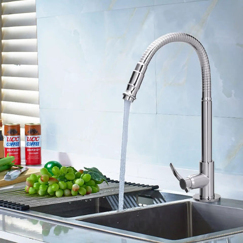 Single Lever Flexible Pull Out Kitchen Water Tap With Deck Mount Cold Water Basin Faucet in chrome over double sink