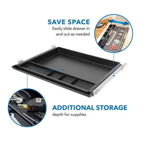Under Desk Pencil Drawer With Ball Bearing Slide-Out Organizer For Office Supplies Paper And Pencils, 21.25 Inch Wide, Extends 16.25 To 28 Inches
