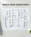Duplex Receptacle Wall Plate One Gang 4.5 By 2.75 Inch White Pack Of 12 placed on architectural floor plan with plant and pencil
