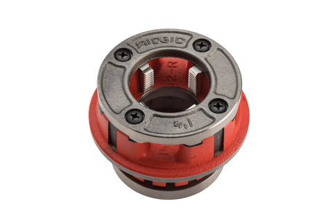 12R Die Head For 1-1/2 NPT Threads, Complete Die Head Assembly, top view of heavy duty tool with red durable cast construction