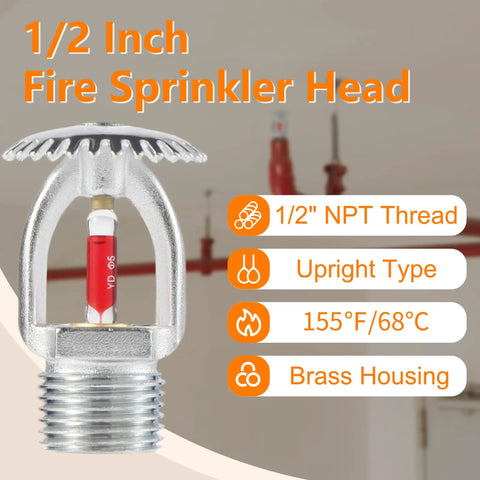 Six Pack Pro Grade Fire Sprinkler Heads One Half Inch Npt 155 Degrees Fahrenheit Upright Brass K80 Quick Response showcasing brass sprinkler head with 1/2 inch NPT thread.