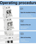 2 Pole DC 1000V Solar Fuse Holder For 10 X 38mm Fuses 35mm DIN Rail Mount CE Listed 32A PV Fuse Block installation steps