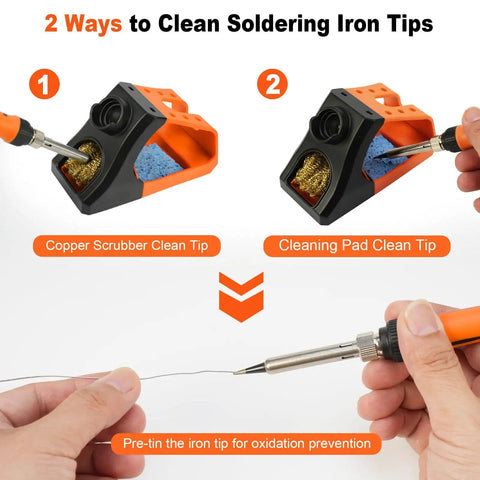 939D Plus Digital Soldering Station With 100W PID Temperature Control Fast Heating To 896F cleaning iron tip methods