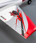 Close-up of the Habu STS 70mm EDF Jet RC Airplane Ready To Fly With SAFE Technology Smart Trainer wing and logo detail.