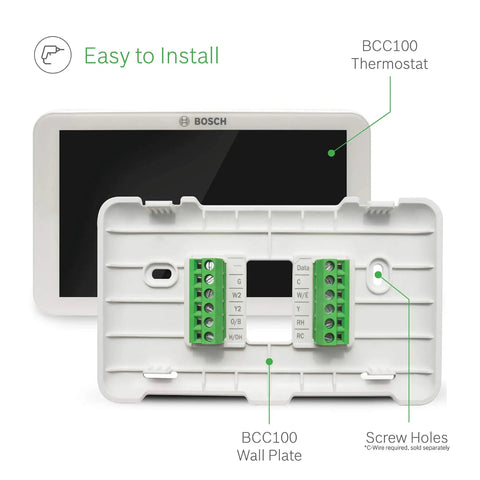 Back view of Large 5 Inch Full Color Touchscreen WiFi Thermostat For 24V HVAC Systems with wall plate and installation points