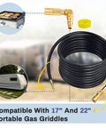 Upgraded 18 Foot RV Quick Connect Propane Hose With Elbow Adapter for RV to grill low pressure, coil with adapter, Blackstone compatible