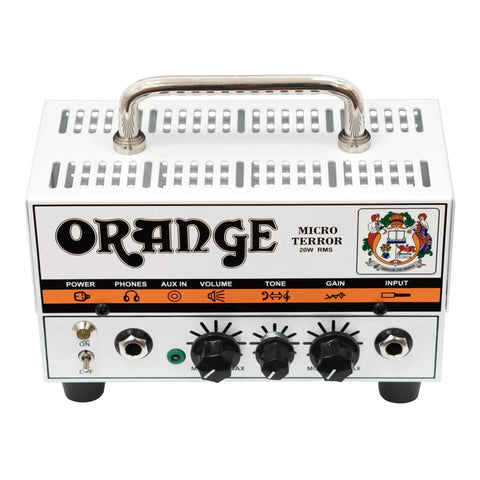 Front view of Micro Terror 20W Hybrid Guitar Amplifier Head With 12AX7 Tube Preamp And Solid State Power for stage and studio.