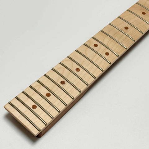 Electric Guitar Neck Replacement for Tele Style Dope Upgrade 25.5 Inch Scale Mahogany Wood Modern C Shape 9.5 Inch Radius Maple Fingerboard 22 Frets Medium Jumbo Frets TL Style Parts, maple fretboard close-up