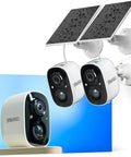 Best 2K Solar Security Camera System For Outdoor Use, wire-free battery powered cameras with solar panels and packaging box