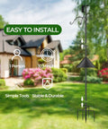 Squirrel Proof Bird Feeder Pole Kit With Ground Forks And Mount 80 Inch Bird House Pole Stand in front of house