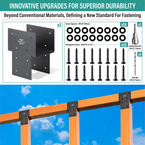 4 Pack Thickened Stainless Steel Post Cap Tie Brackets For Wood Posts 6x6 Actual 5.5x5.5 Black Matte Finish For Decks Porches Gazebos Waterproof Rust Proof Tough As Nails Beam Connectors