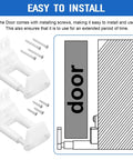 Diagram showing Adjustable Sliding Door Guide Set For Barn And Pocket Doors Floor Guide With Wall Mount RV Sliding Door Hardware Closet Door Guides For Carpet Barn Pocket Door Bottom Floor Guide Includes 2 Packs And 4 Screws installation.
