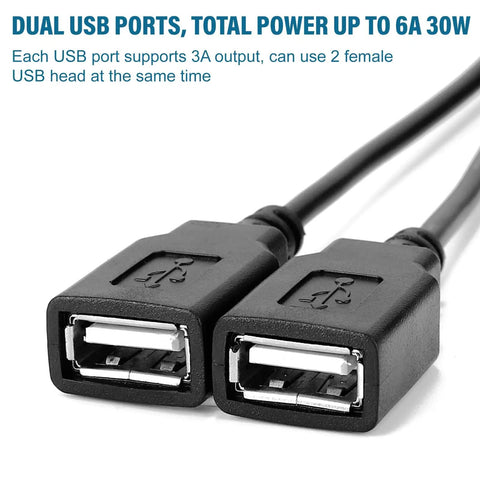 Close-up of Dual USB 5V Buck Converter From 12V 24V To 5V 6A 30W Step Down Power Module with two 3A USB ports