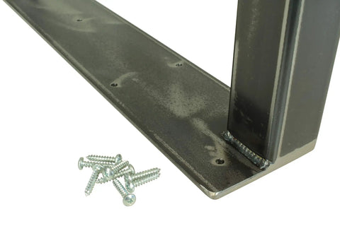 Rustic Industrial Metal Table Legs Set Of Two In U Style USA Made Built Tough Heavy Duty Adjustable Leveling Feet close-up
