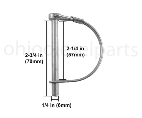 Rock Solid Stainless Steel PTO Round Shaft Locking Trailer Hitch Pin 1/4 Inch Diameter By 2 1/4 Inch Length Pack Of 3 Rust Proof Auto Hardware.