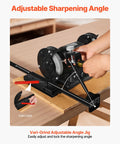 All In One Grind Sharpening System With Vari Grind Pro Jig adjusted for sharpening with 6 inch and 8 inch bench grinders