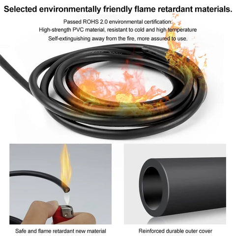 Flame-resistant 16 Gauge 3 Conductor Electrical Wire 49.2 Feet Long Ultra Flexible Low Voltage Cable with Black PVC Jacket