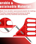 200 Pack Cable Stackers With Steel Nails For Fast And Secure Wire Management, showing red plastic clip with steel nail for cable organization.