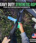 Soft Shackle Recovery Kit 2 Pack 1/2 Inch By 22 Inch Off Road Tow Kit With Tow Straps And Tow Hooks Heavy Duty Synthetic Rope For Outdoor Enthusiasts US Veteran Owned Green With Bag in use with vehicle