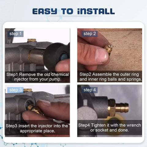 Installation steps for Pressure Washer Soap Injector Kit Replacement For Briggs And Stratton, Homelite, Ryobi And Husky.