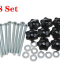 Eight Set T Track Knob Kit With Heavy Duty Galvanized Iron Screws And Black Hex Nuts Plus Galvanized Washers For Woodworking