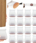 Square And Round Chair Leg Protectors With Felt And Silicone Covers For Quiet Furniture Moves, set of 24 on wood leg