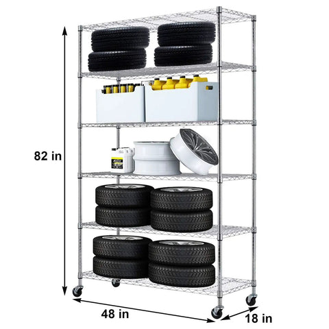 Six Tier Heavy Duty Metal Wire Shelving With Smooth Casters And Nsf Certification That Handles 2100 Pounds Without Breaking A Sweat Turning Cluttered Pantries And Messy Garages Into Pristine Storage Zones On Autopilot