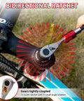 All In One Bike Repair Tool Kit With Mini Pump, Ratchet Wrench, 10 Magnetic Bits, Tire Levers And Carry Bag showing ratchet wrench in use
