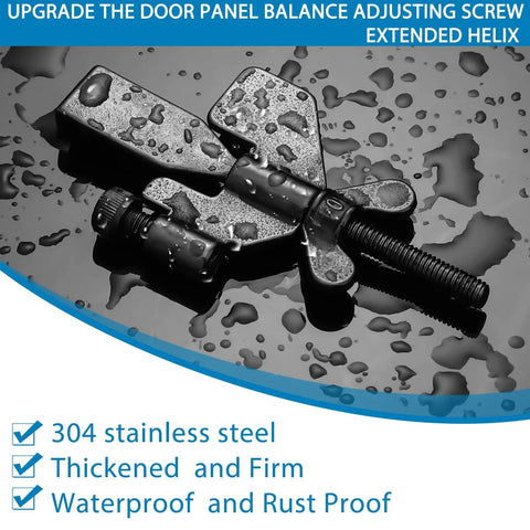 Close-up of Heavy Duty 3 in 1 Travel Door Lock Kit in 304 stainless steel, wet surface, with text overlay on features.