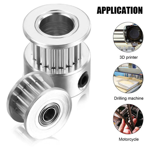 Timing Belt Pulley Kit For 3D Printers With 20 Teeth Aluminum Alloy Sync Wheels And Wrench Tool Durable Idler Sprocket Keeps Rig Snapped Tight Printing Like A Total Champ While Smooth Bearings Maintain Precision On Your Setup Without Issues Forever., 20-tooth aluminum timing pulley for 3D printer belt drive