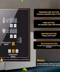 Control panel of Heavy Duty Electric Nut And Coffee Bean Roaster With Thumb Turn Temp Dials Auto Shutoff, showing settings.