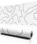 White Topographic Gaming Mouse Pad Desk Mat Extra Long 31.5 By 11.8 Inches with Breathable Surface for Precise Mouse Movement