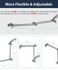 16 Inch Shower Arm Extension Solid Brass Adjustable Height With Universal G1/2 Connection Chrome Finish Dimensions Detail