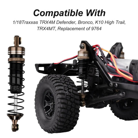 Long Travel Aluminum RC Shocks 59mm Eye To Eye for 1/18 TRX4M TRX4MT Crawler Upgrades with rugged terrain oil dampers