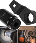 Harmonic Balancer Socket Tool 19mm for Honda with 50mm wrench holder, shown in use on engine crankshaft, DIY friendly auto repair kit
