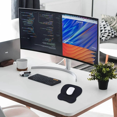 Ergonomic Mouse Pad With Wrist Rest Memory Foam For Computer, Home Office And Gaming, Non Slip Base, Dense Surface, on desk