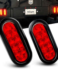 6 Inch Oval Red LED Tail Lights 2 Pack With Surface Mount Grommets IP65 Waterproof Stop Brake Turn Trailer Lights for RV Truck Jeep