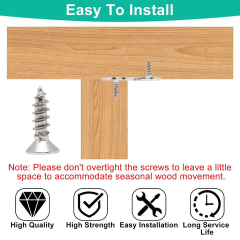 Thirty Pieces Figure Eight Furniture Connectors With Pre Loaded Screws Heavy Duty Iron Hardware For Wood Cabinet And Desk Build Rock Solid Hold No Sweat Easy Peasy Setup Smooth Operator DIY Fix Silver Color showing installation on wood surface.