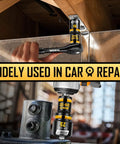 2 Pack 3/8 F to 1/2 M Impact Socket Adapters used in automotive repair, featuring deep yellow embossed markings, CR-MO steel.