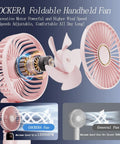 Portable Personal Fan With 4200mAh Battery And Digital Display 5 Speed Settings Showing Fan Motor and Pink Blades Design