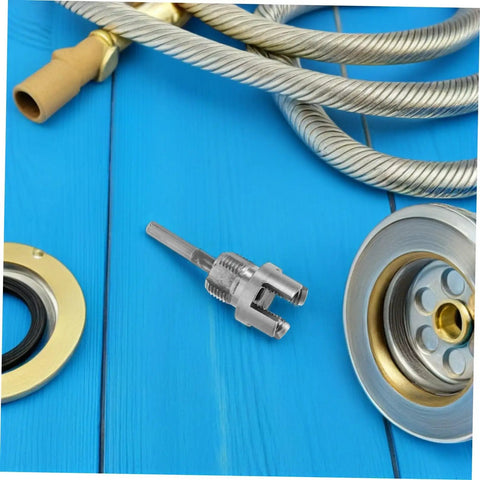 Upgrade Your Plumbing Game With This Awesome Dual-Function Pipe Thread Cutting Tool Kit, silver cutter resting on blue wood.