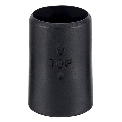Close-up of black ABS shelf lock clip for 1-inch post, part of 50 Pack Wire Shelf Clips For 1 Inch Post Shelving Black ABS Shelf Lock Clips
