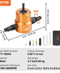 Double Head Sheet Metal Nibbler Cutter For Drills, 360 Degree Cutting Attachment dimensions and components visible