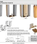 Hidden Pocket Door Guide Kit 2041PLBG With 2 Posts, Keeps The Guide Hidden In The Wood Door Groove, Brass Aluminum Finish, Diagram
